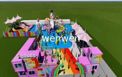 Water Slide Interactive Family สนามเด็กเล่น Aqua Water Play House Candy Style
